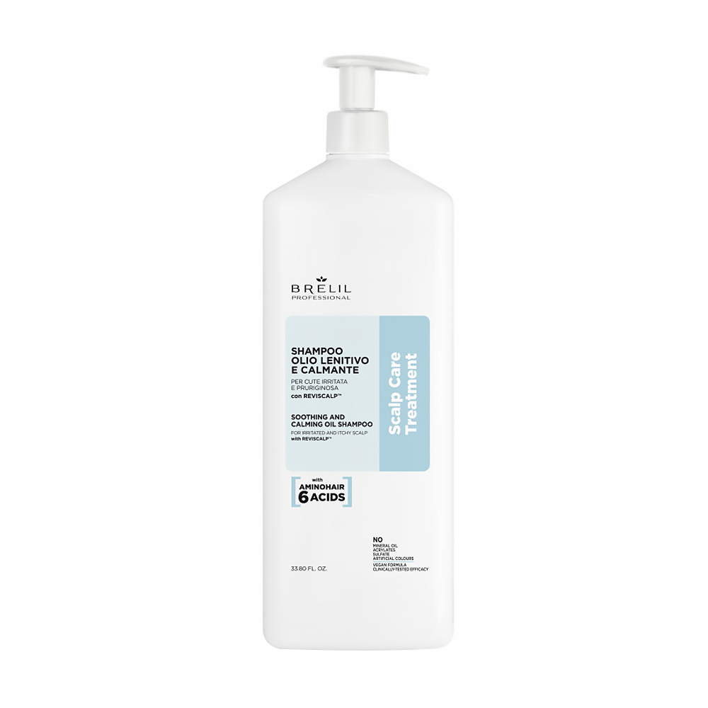 Заспокійливий шампунь-олія для волосся Brelil Scalp Care Treatment Soothing Shampoo Oil, 1 л
